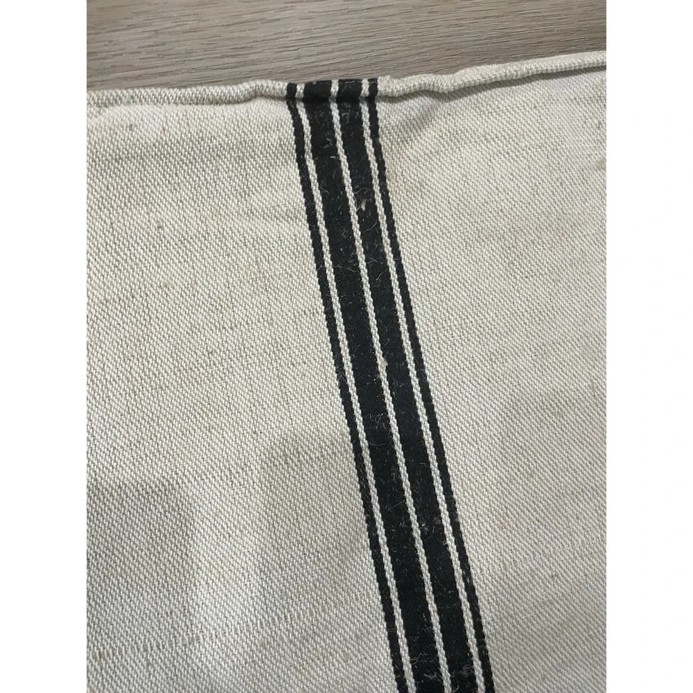 Rustic Vintage  Grain Feed Sack Hemp/Cotton Heavy Nubby Black Stripe‎